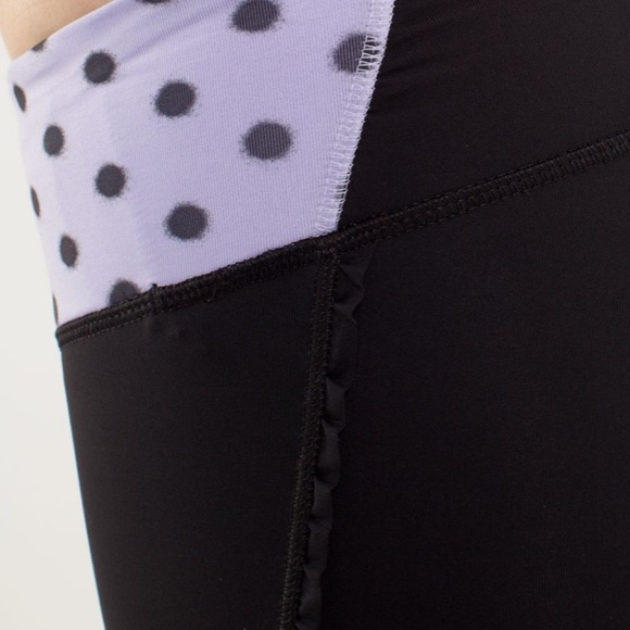 Lululemon Fast And Free Crop - Black / High Noon Dot Lilac - Picture 7 of 13